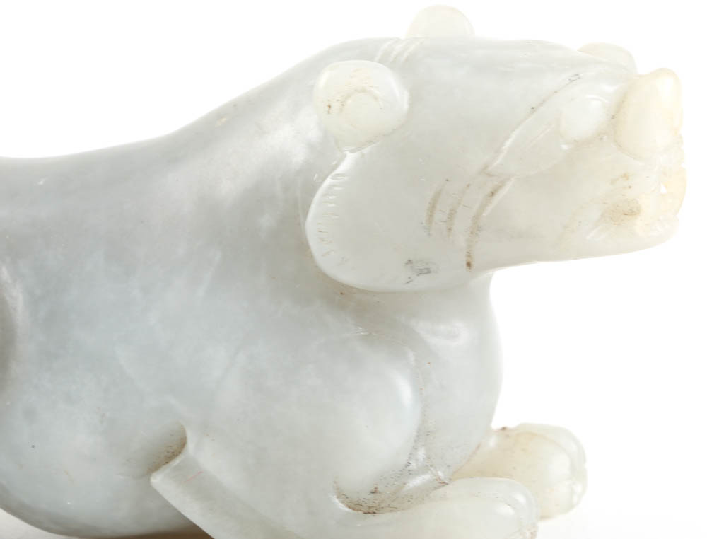 Carved Chinese Nephrite Jaguar Recling
