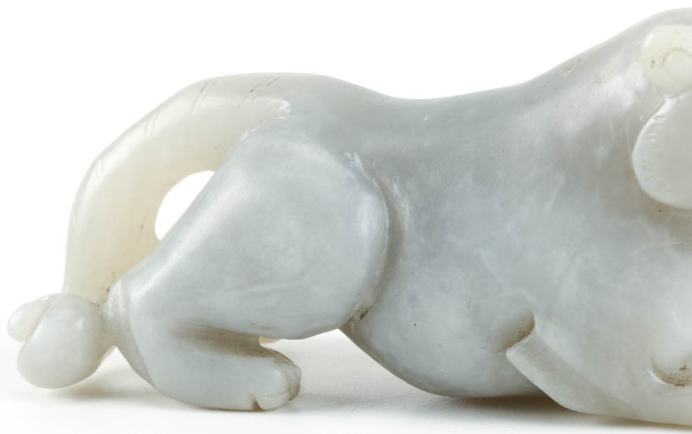 Carved Chinese Nephrite Jaguar Recling