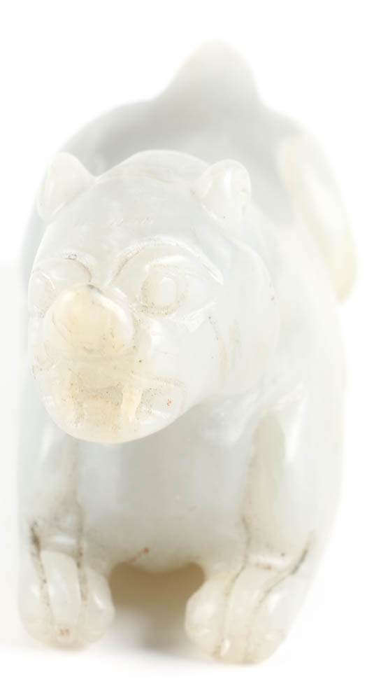 Carved Chinese Nephrite Jaguar Recling