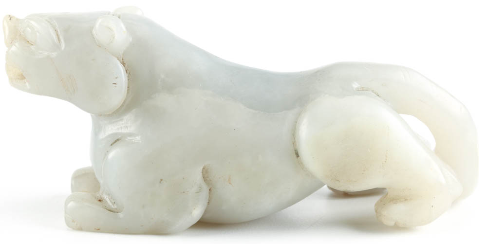 Carved Chinese Nephrite Jaguar Recling