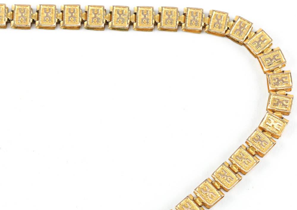 Victorian Gold Filled Book Chain Necklace with Sardonyx Cameo