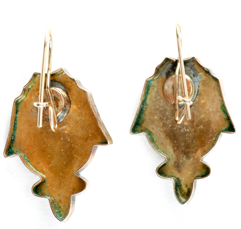 Victorian Coral Cameo Earrings on 10K Yellow Gold Wires