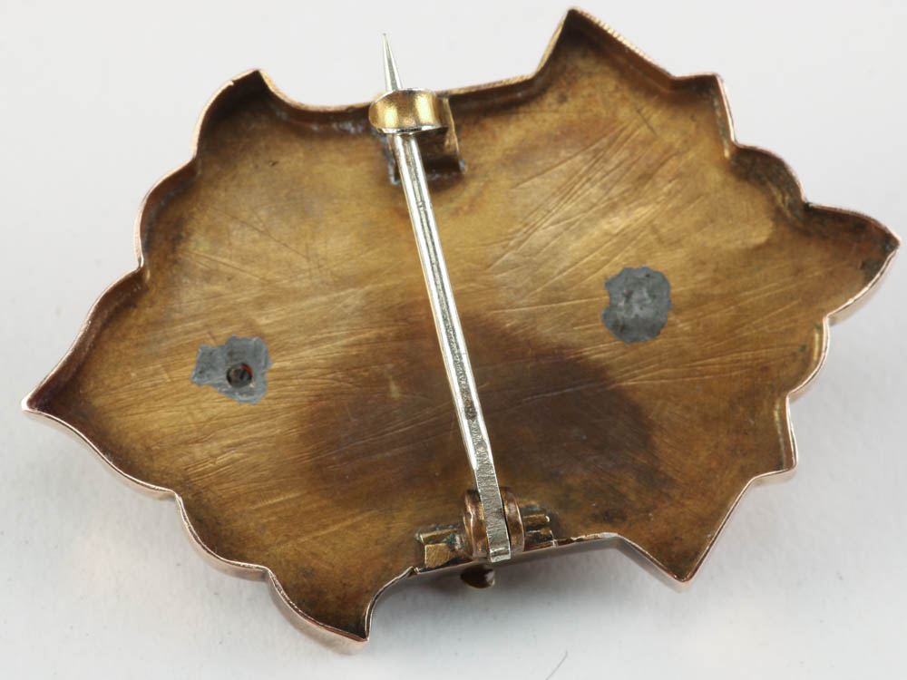 Victorian Coral Cameo Brooch in 10K Yellow Gold Engraved Setting