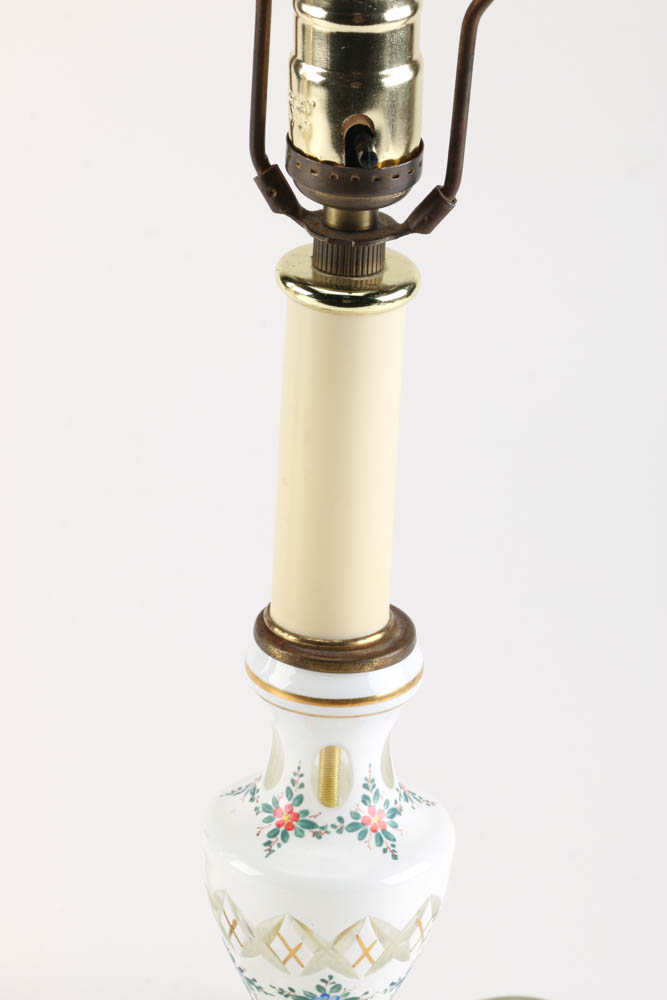 Pair of White Bohemian Glass Lamps