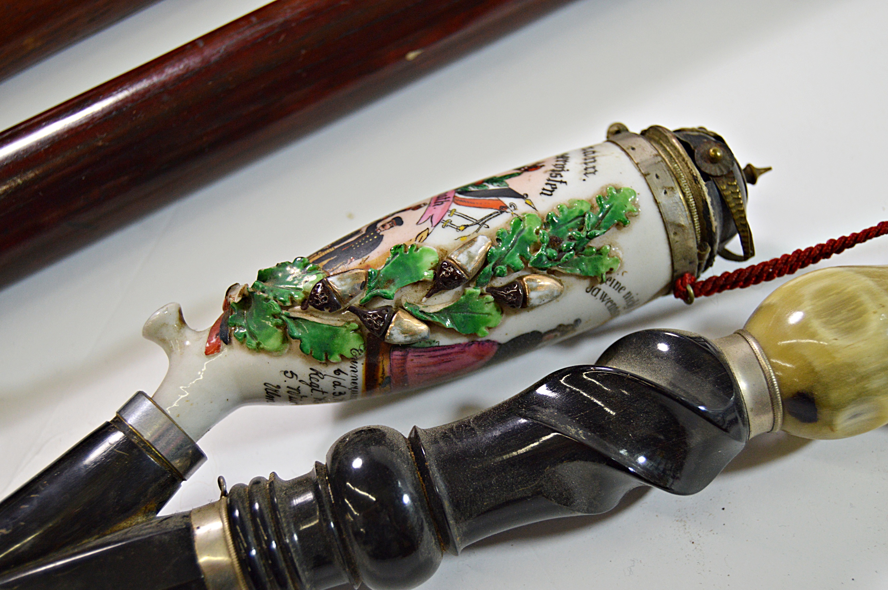 Antique c. 1898 German Porcelain Long Pipe