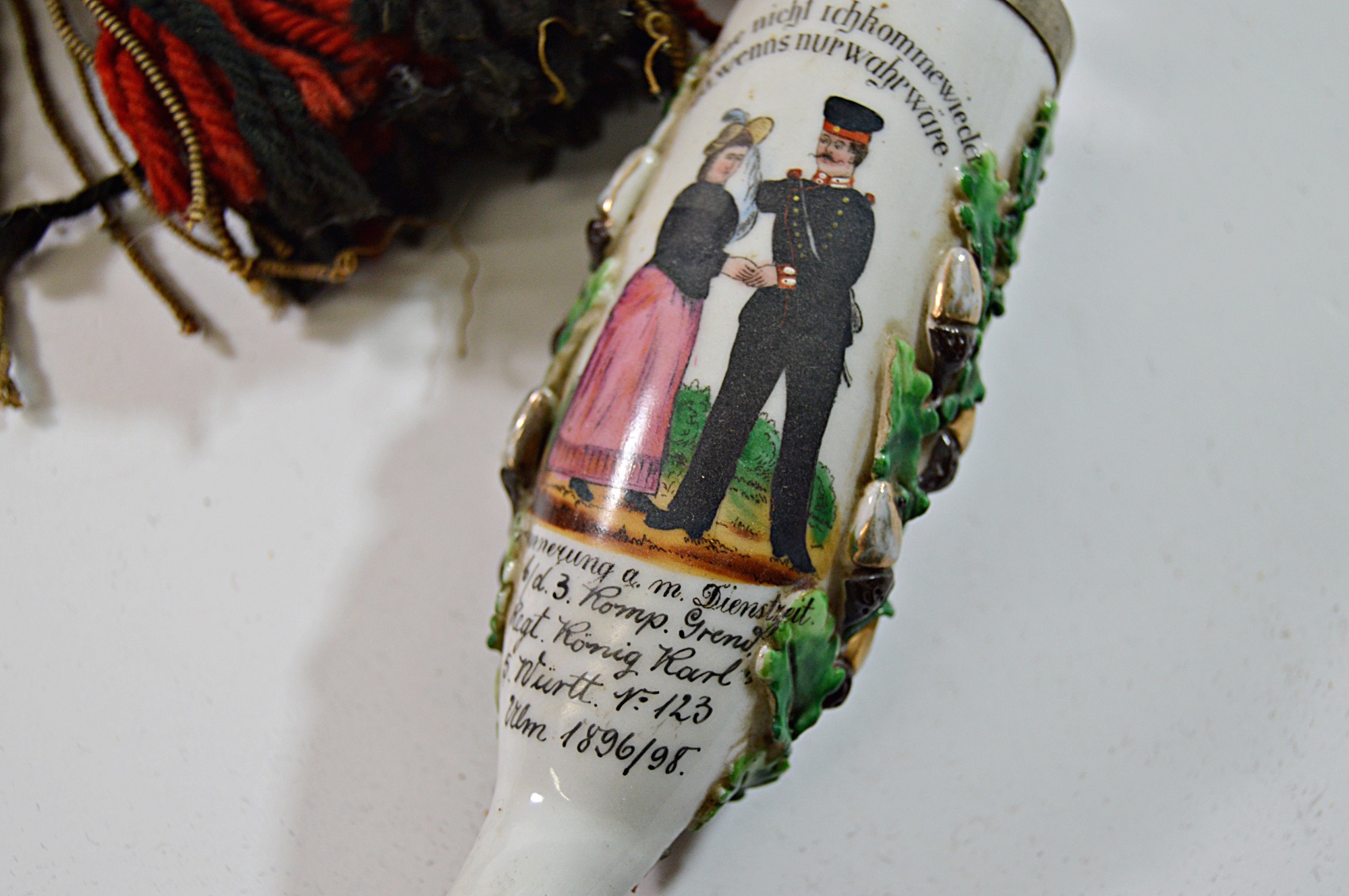 Antique c. 1898 German Porcelain Long Pipe