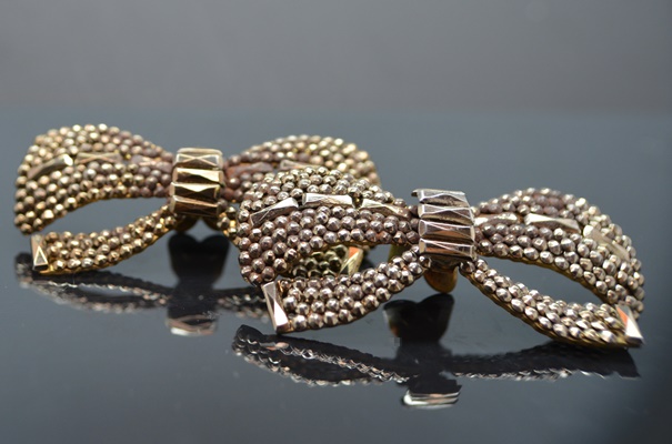 Antique Bow-Shaped Metal Shoe Clips