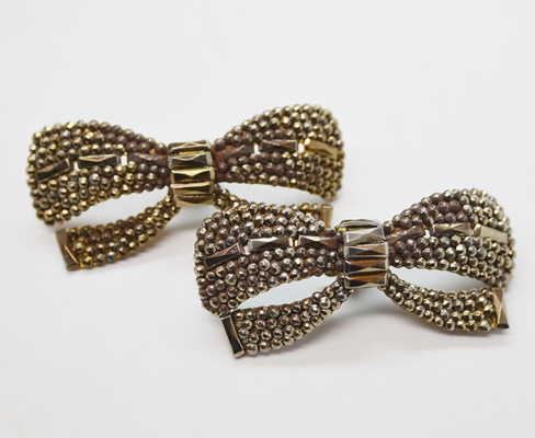 Antique Bow-Shaped Metal Shoe Clips
