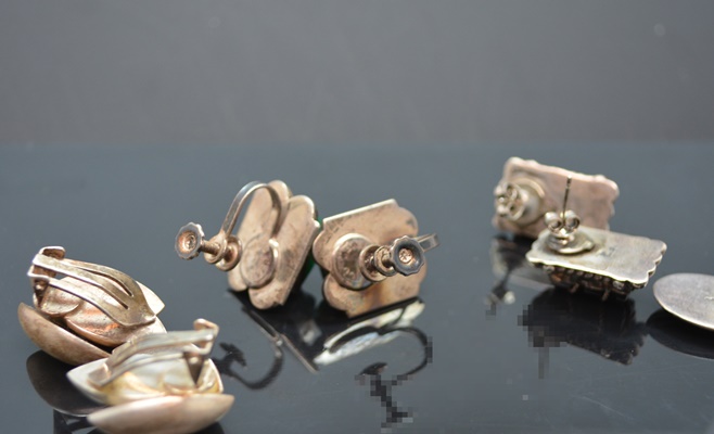 Four Sterling Silver Pierced and Clip-On Earrings