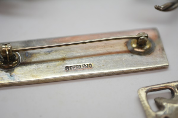 Nine Vintage Sterling Silver Brooches