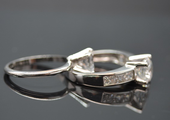 Three Sterling Silver Cubic Zirconia Rings