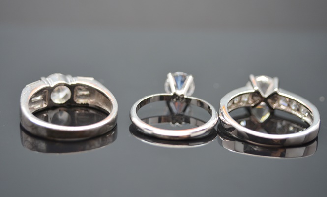 Three Sterling Silver Cubic Zirconia Rings