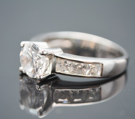 Three Sterling Silver Cubic Zirconia Rings