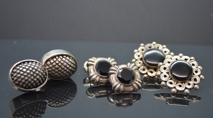 Three Pair of Sterling Silver Pierced Earrings