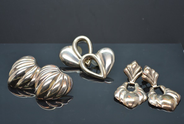 Three Pair of Sterling Silver Pierced Earrings