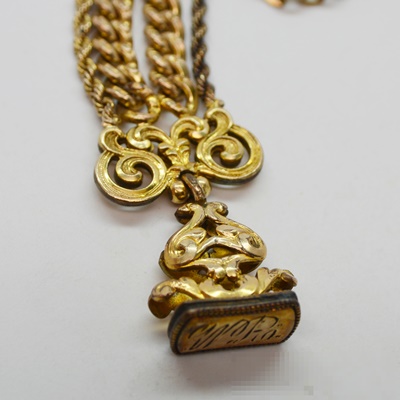 Antique Victorian Gold Filled Pocket Watch Fob and Chain