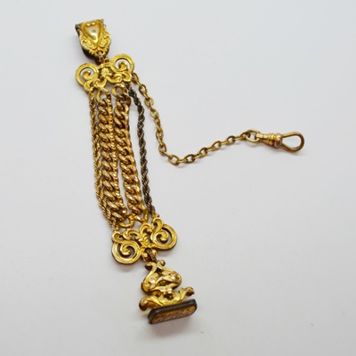 Antique Victorian Gold Filled Pocket Watch Fob and Chain