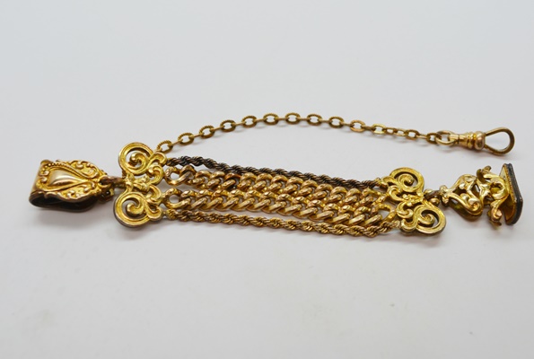 Antique Victorian Gold Filled Pocket Watch Fob and Chain
