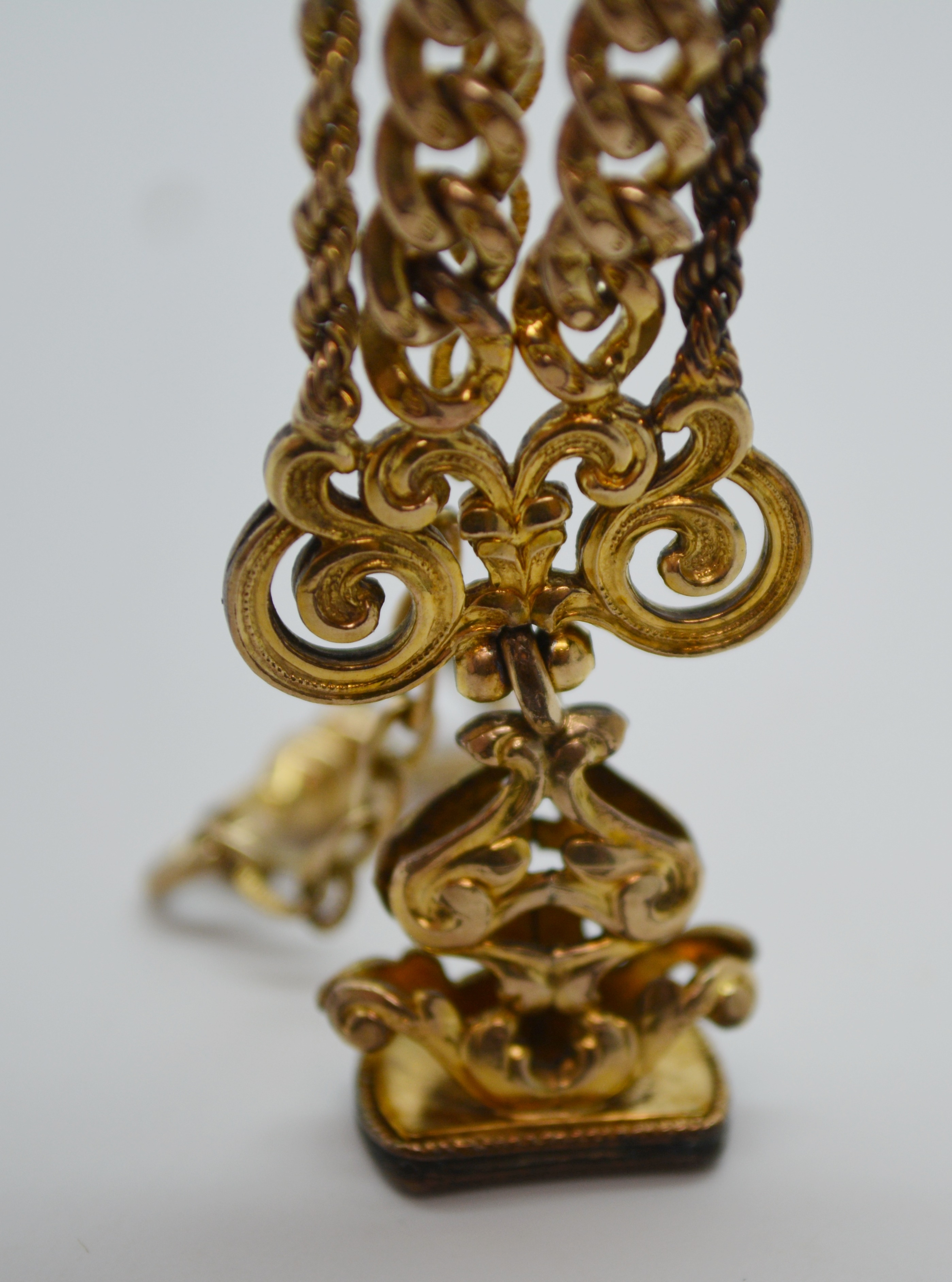 Antique Victorian Gold Filled Pocket Watch Fob and Chain