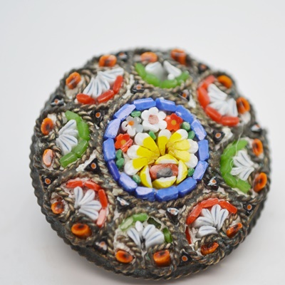 Three Vintage Mosaic Bead Brooches