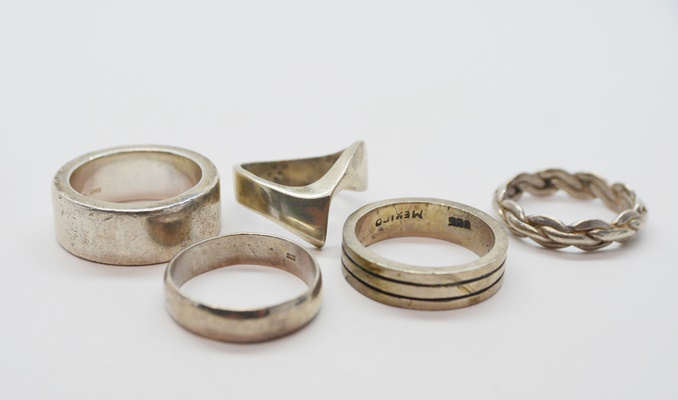 Five Sterling Silver Rings