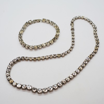 Sterling Silver Rhinestone Necklace and Bracelet
