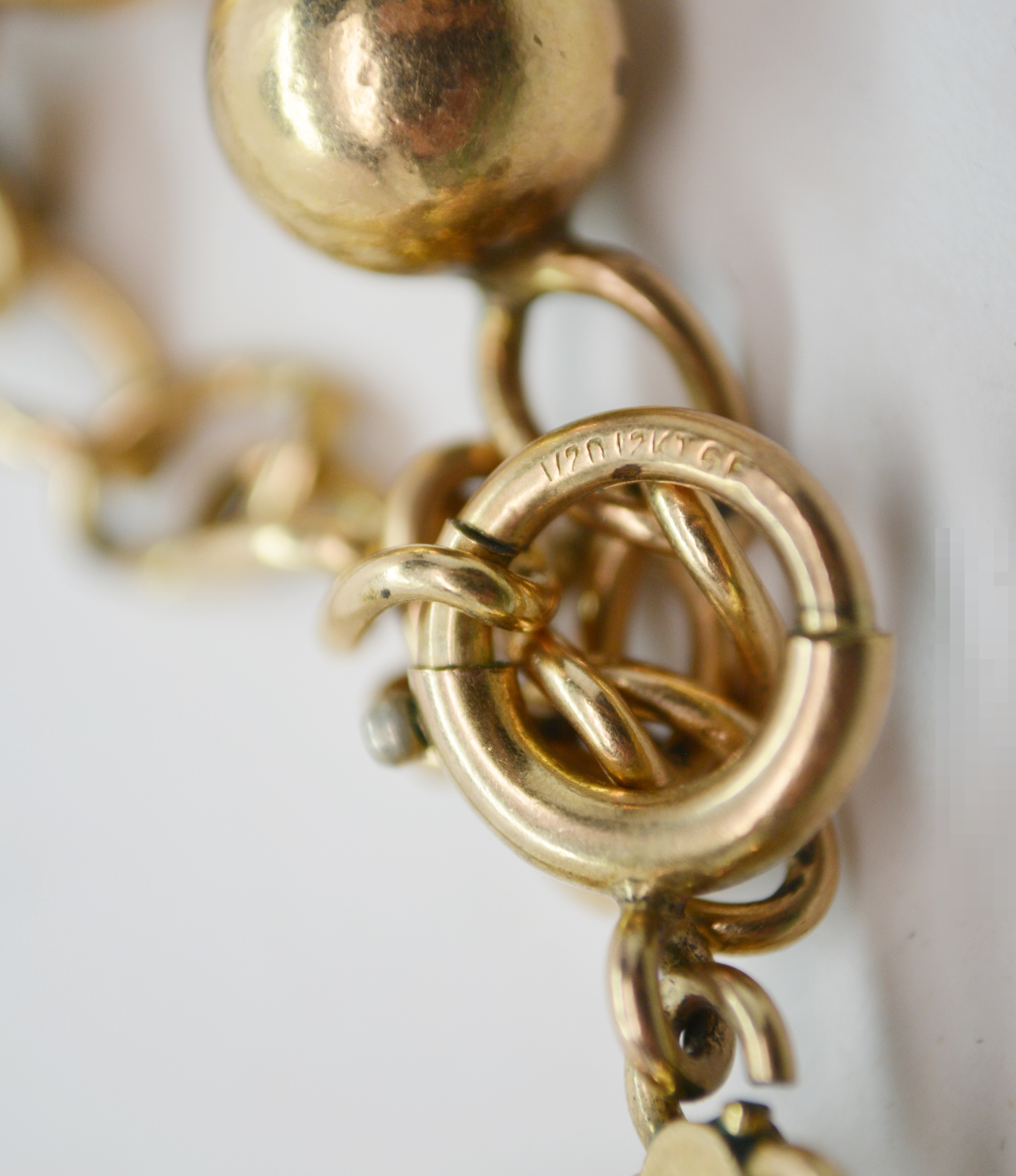 Circa 1940 Two Strand Gold Filled Bead Necklace and Gold Filled Gemstone Necklace