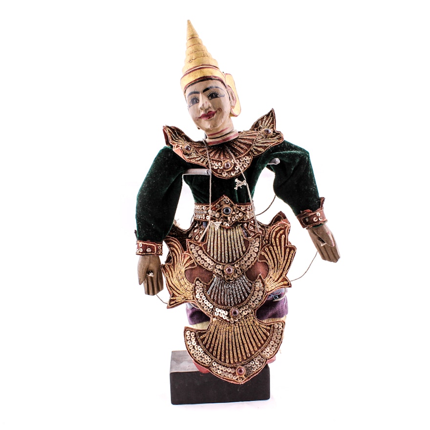 Vintage Wooden Thai Dancer Marionette
