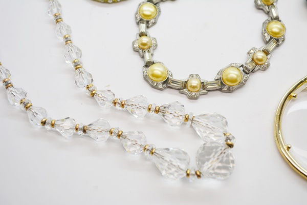 Collection of Gold Tone and Crystal Costume Jewelry