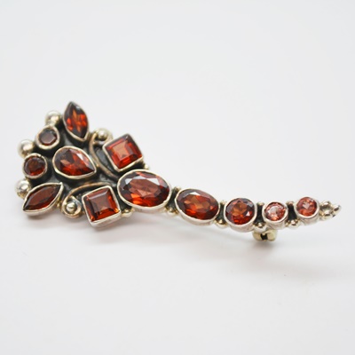 Sterling Silver Faux Garnet Brooch Pendant