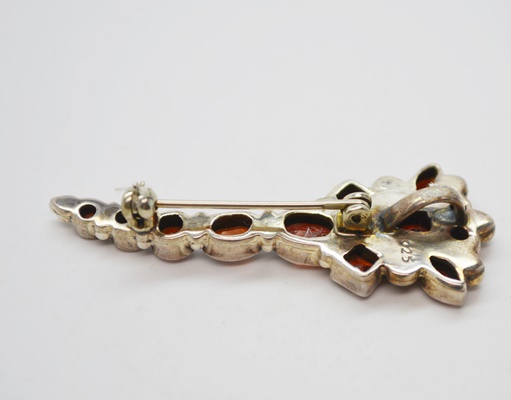 Sterling Silver Faux Garnet Brooch Pendant