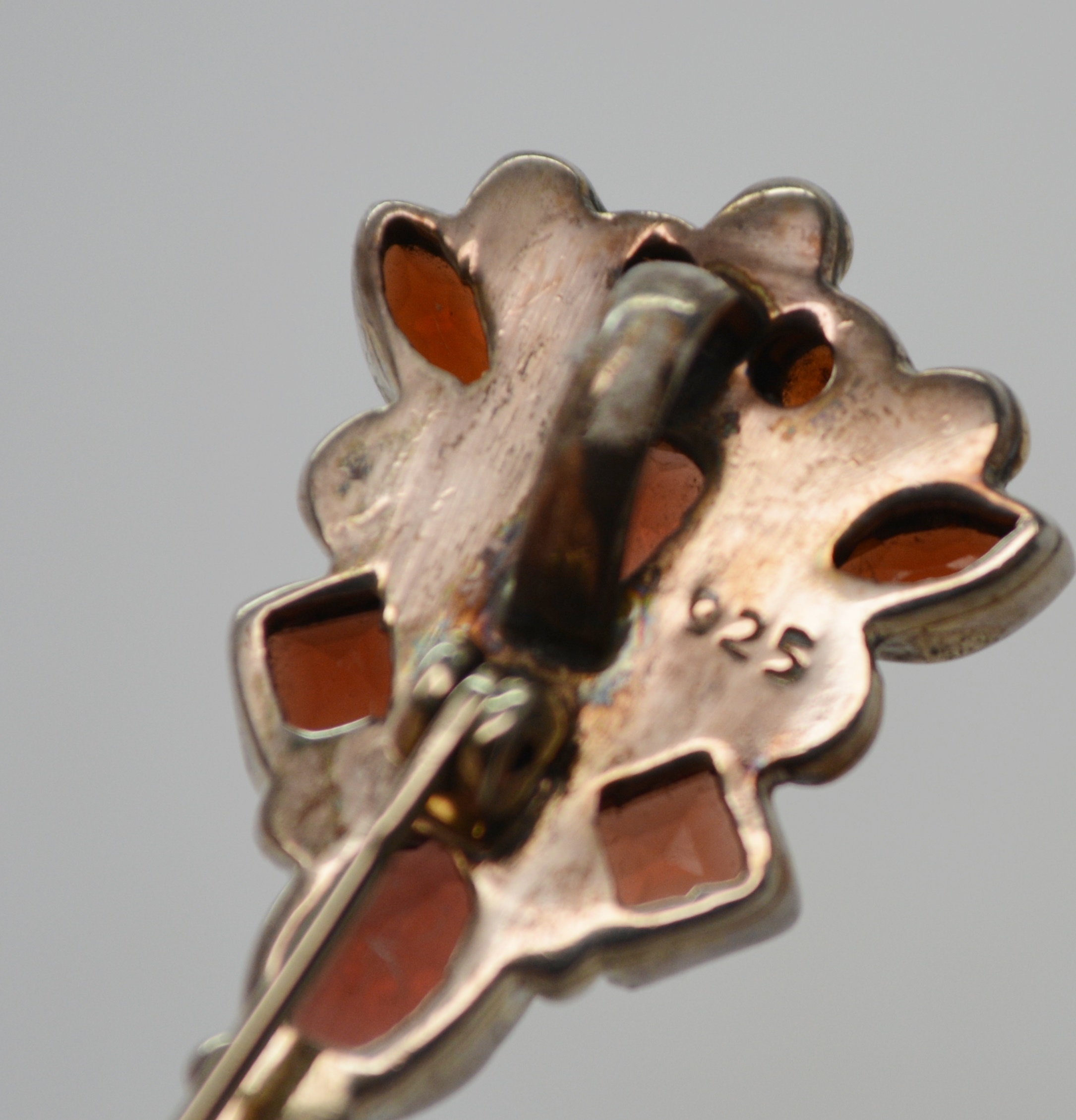 Sterling Silver Faux Garnet Brooch Pendant