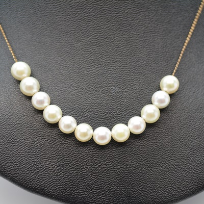 12K - 14K Gold Filled Saltwater Pearl Bracelet, Wreath Brooch and Necklace