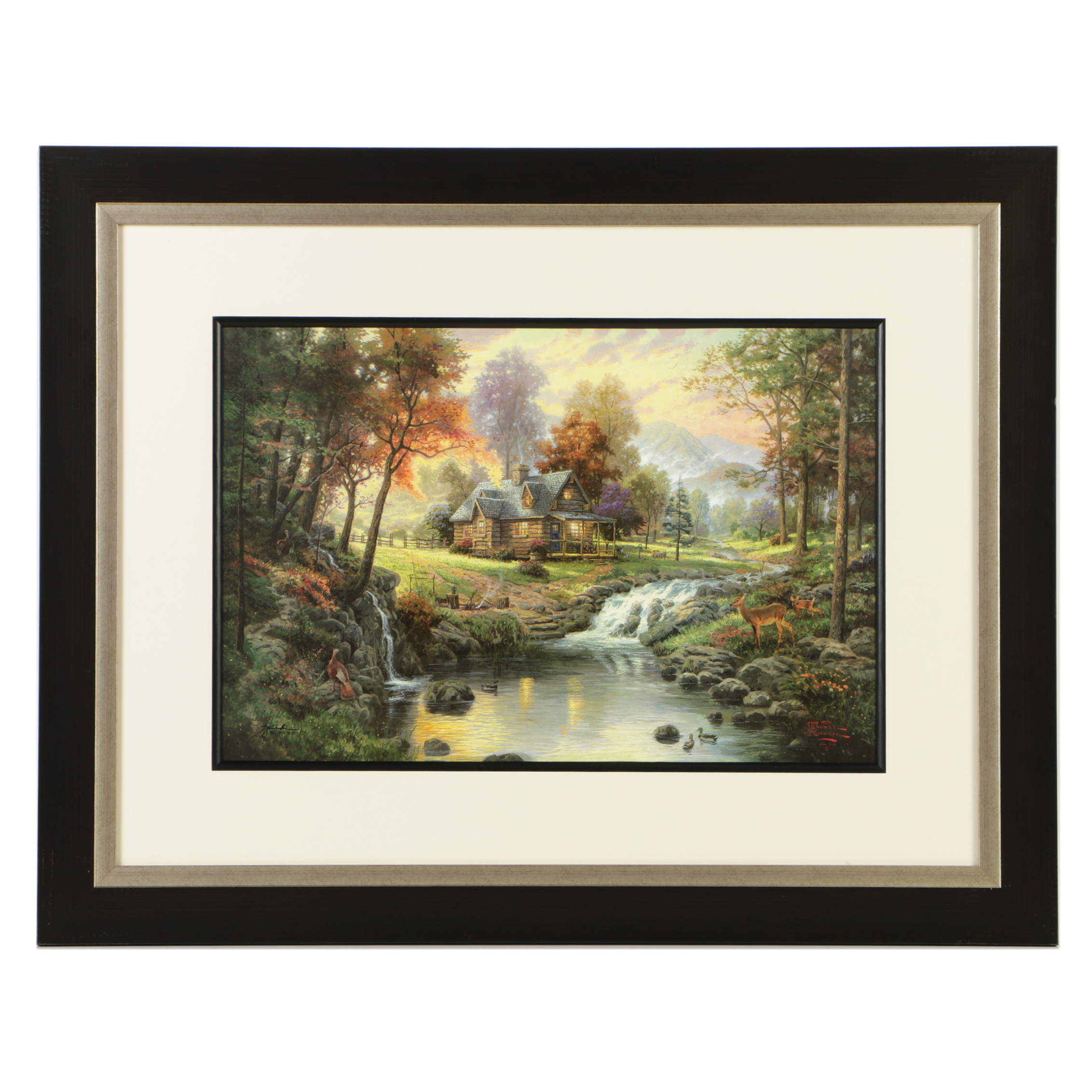 Thomas Kinkade Offset Lithograph on Paper "Mountain Retreat"