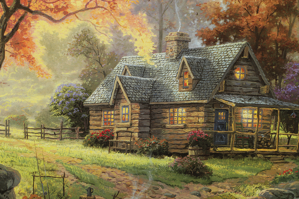 Thomas Kinkade Offset Lithograph on Paper "Mountain Retreat"