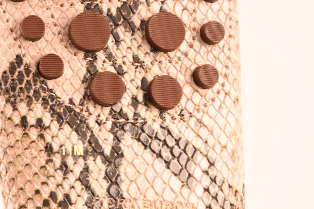 Tory Burch Python Printed Leather Driving Moccasins, New