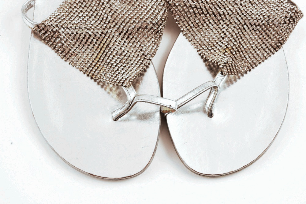 Two Pair of Designer Lola Cruz Rhinestone Mesh Sandals