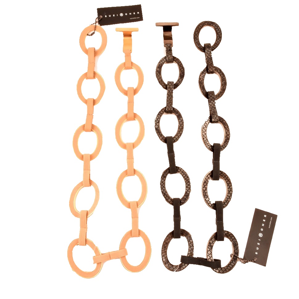 Suzi Roher Contemporary Leather Link Belts, New with Tags