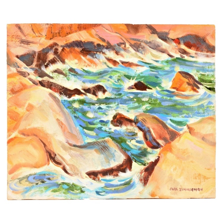 Carl Zimmerman Original Seascape Painting on Board