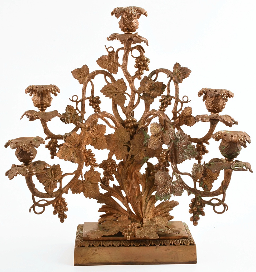 Pair of Antique Brass Grape Cluster Girandoles