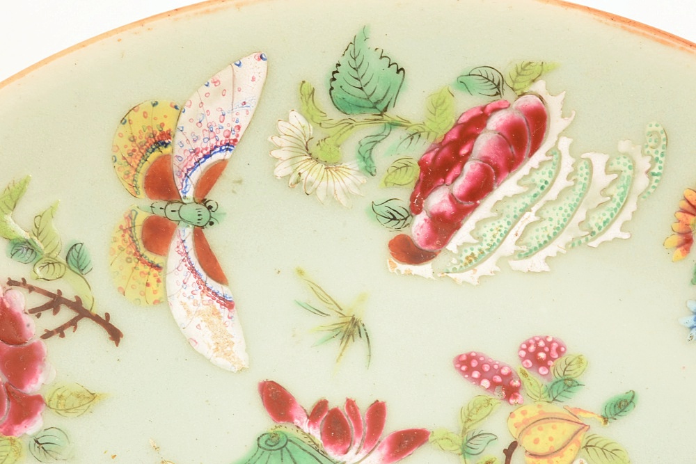 19th Century Chinese Export Celadon Butterfly Plate