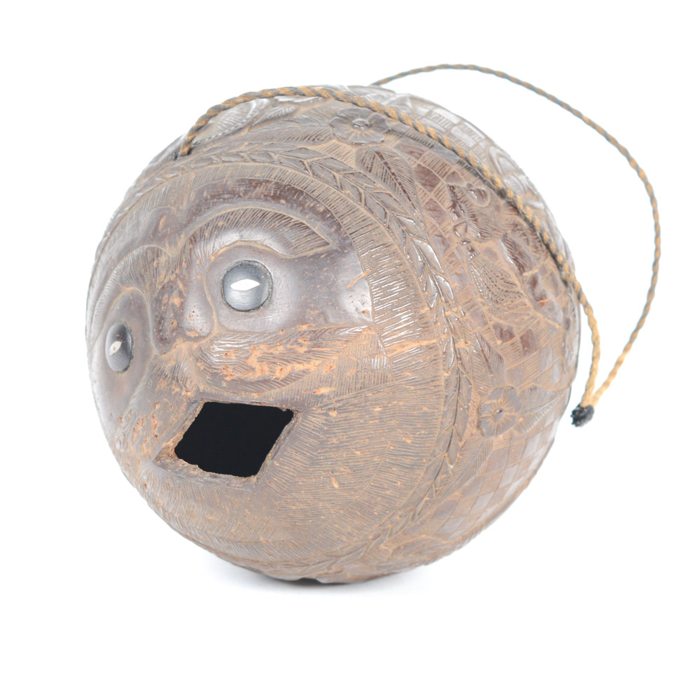 Antique Central American Carved Coconut Bank