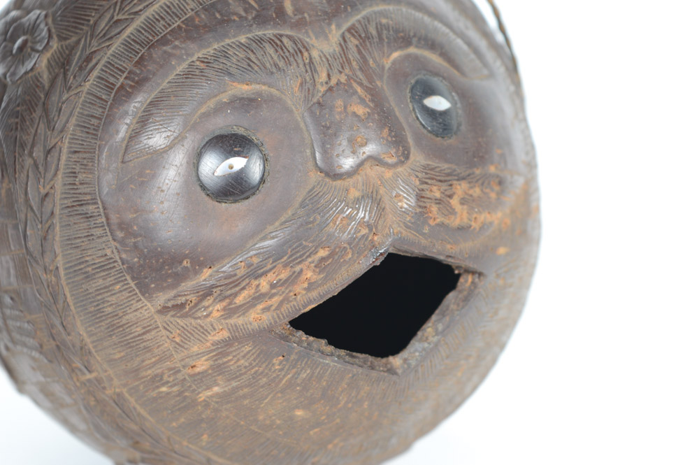 Antique Central American Carved Coconut Bank