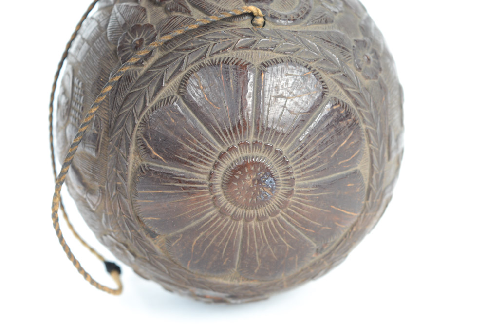 Antique Central American Carved Coconut Bank