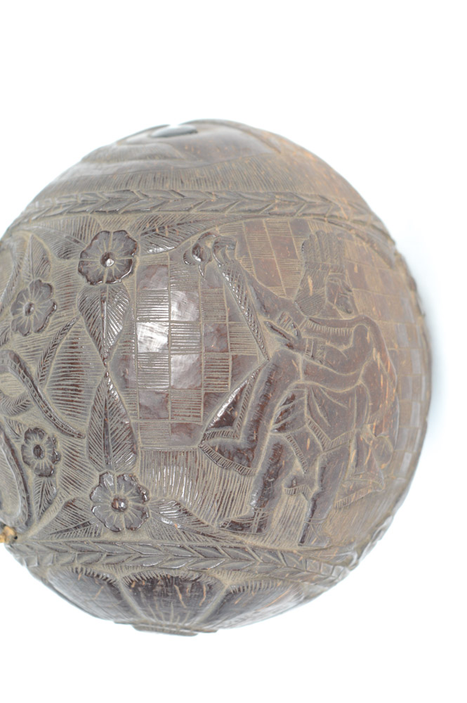 Antique Central American Carved Coconut Bank