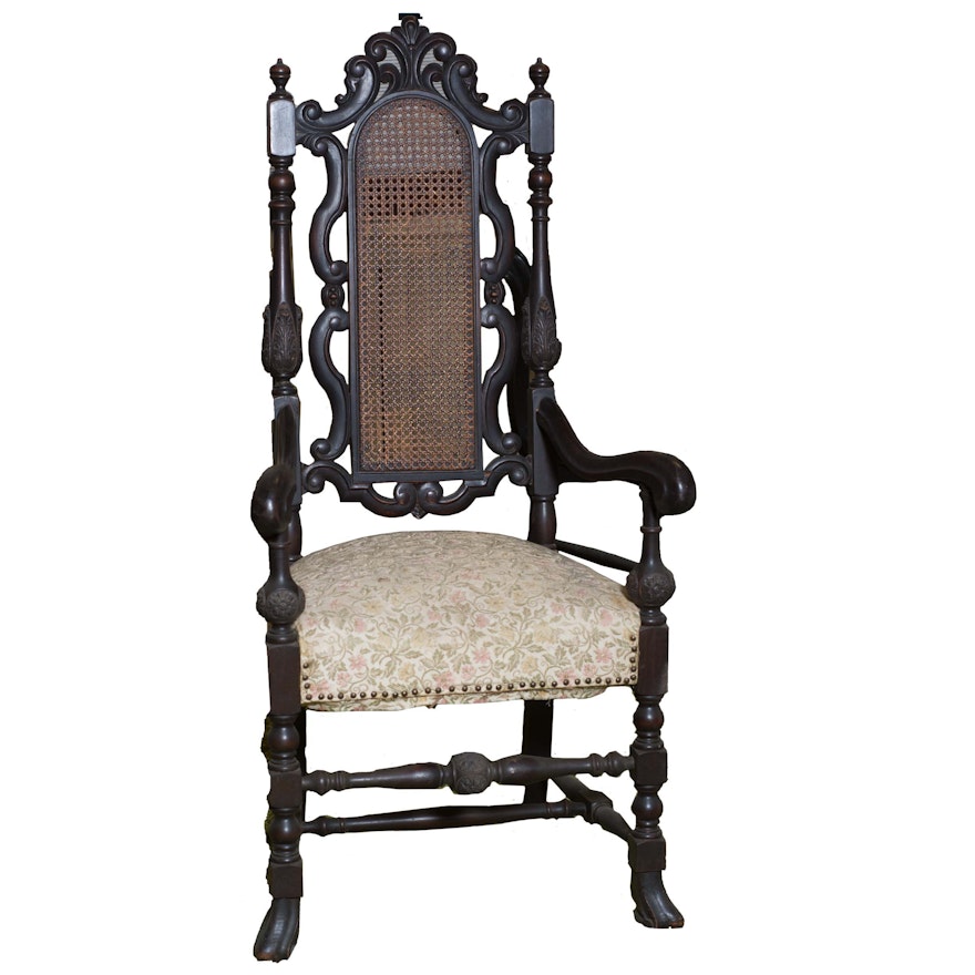 William and Mary Style Caned Armchair