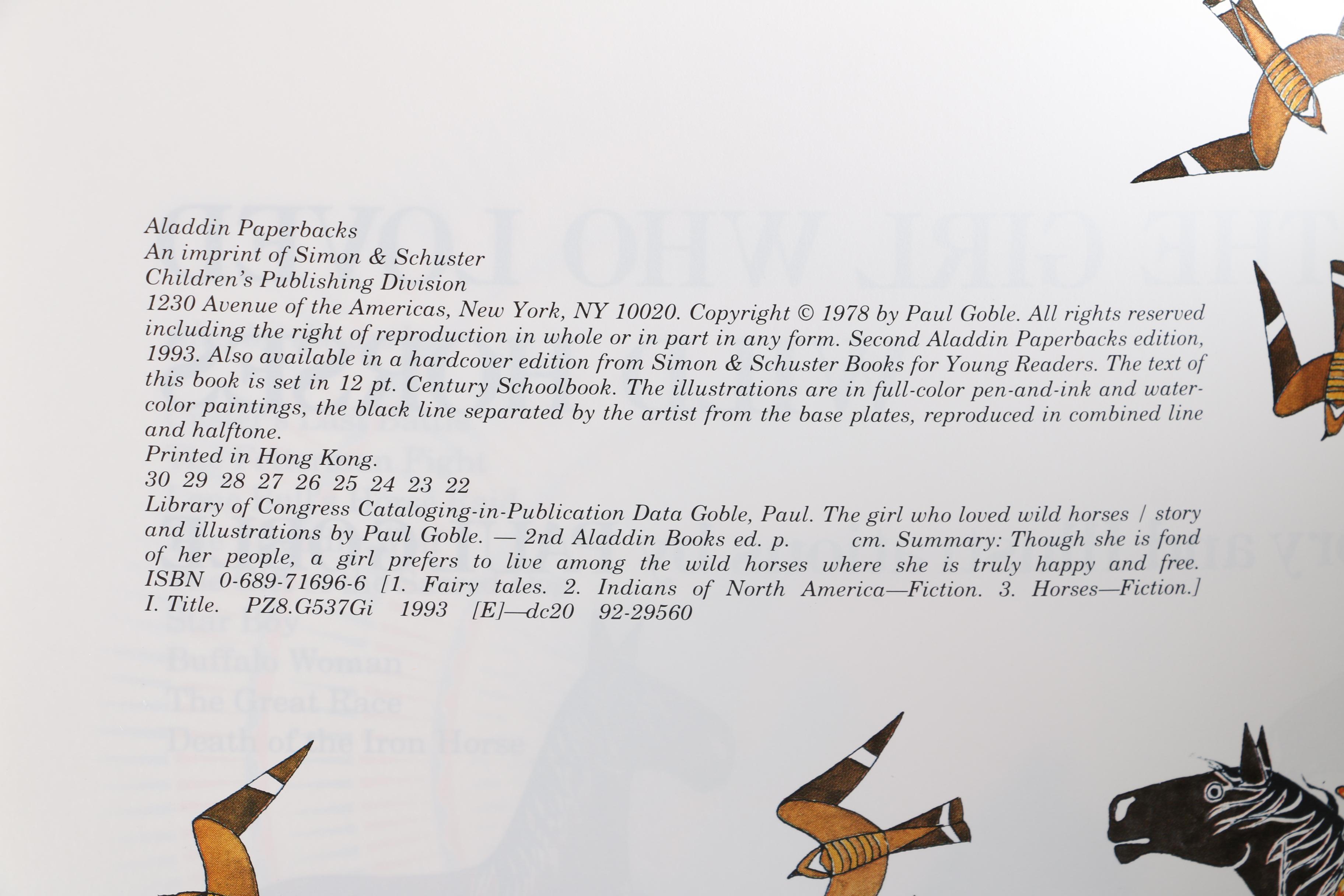 1993 Signed Paul Goble "The Girl Who Loved Wild Horses"