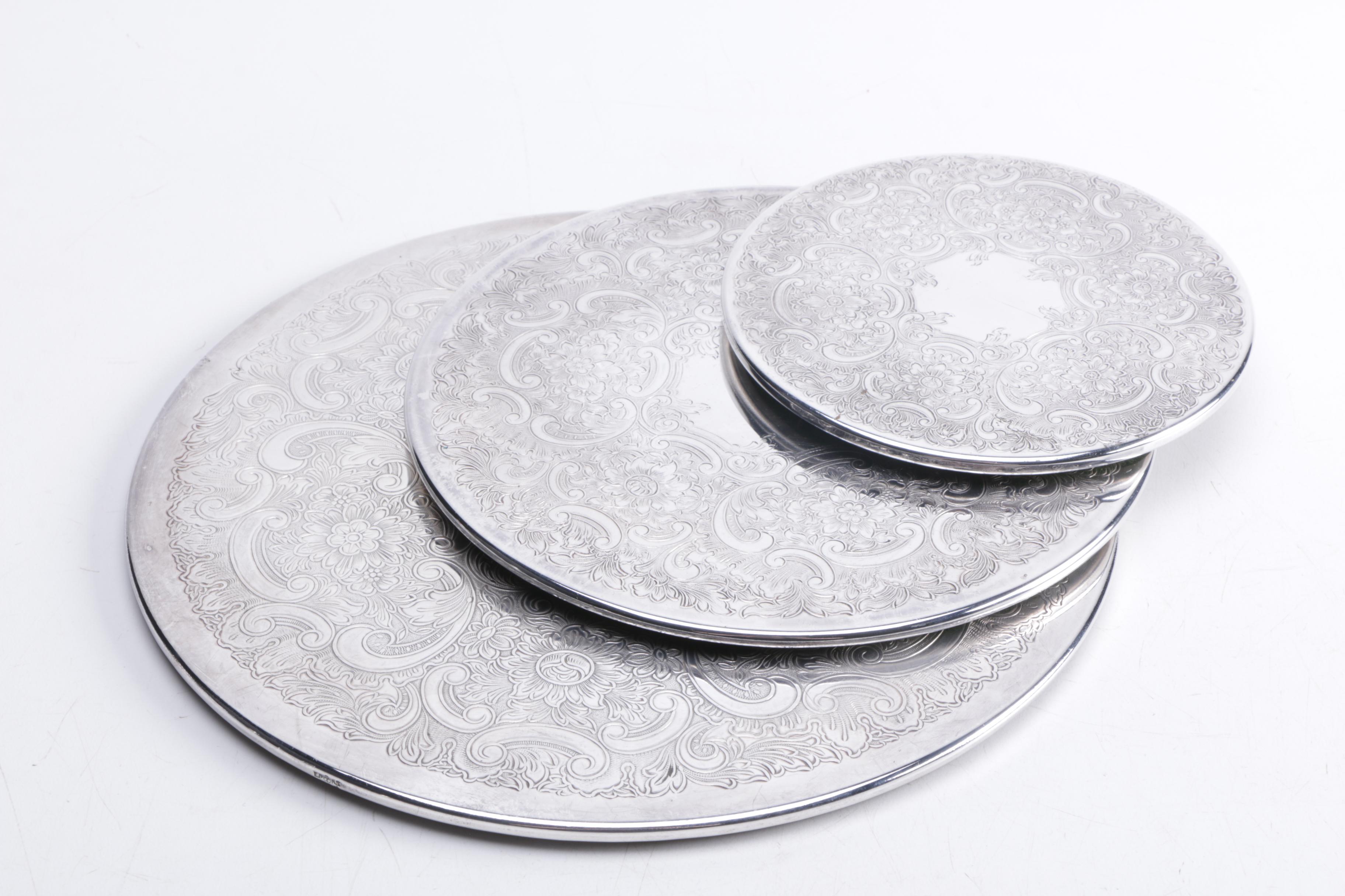 Silver Plate Trays and Trivets Featuring Reed & Barton