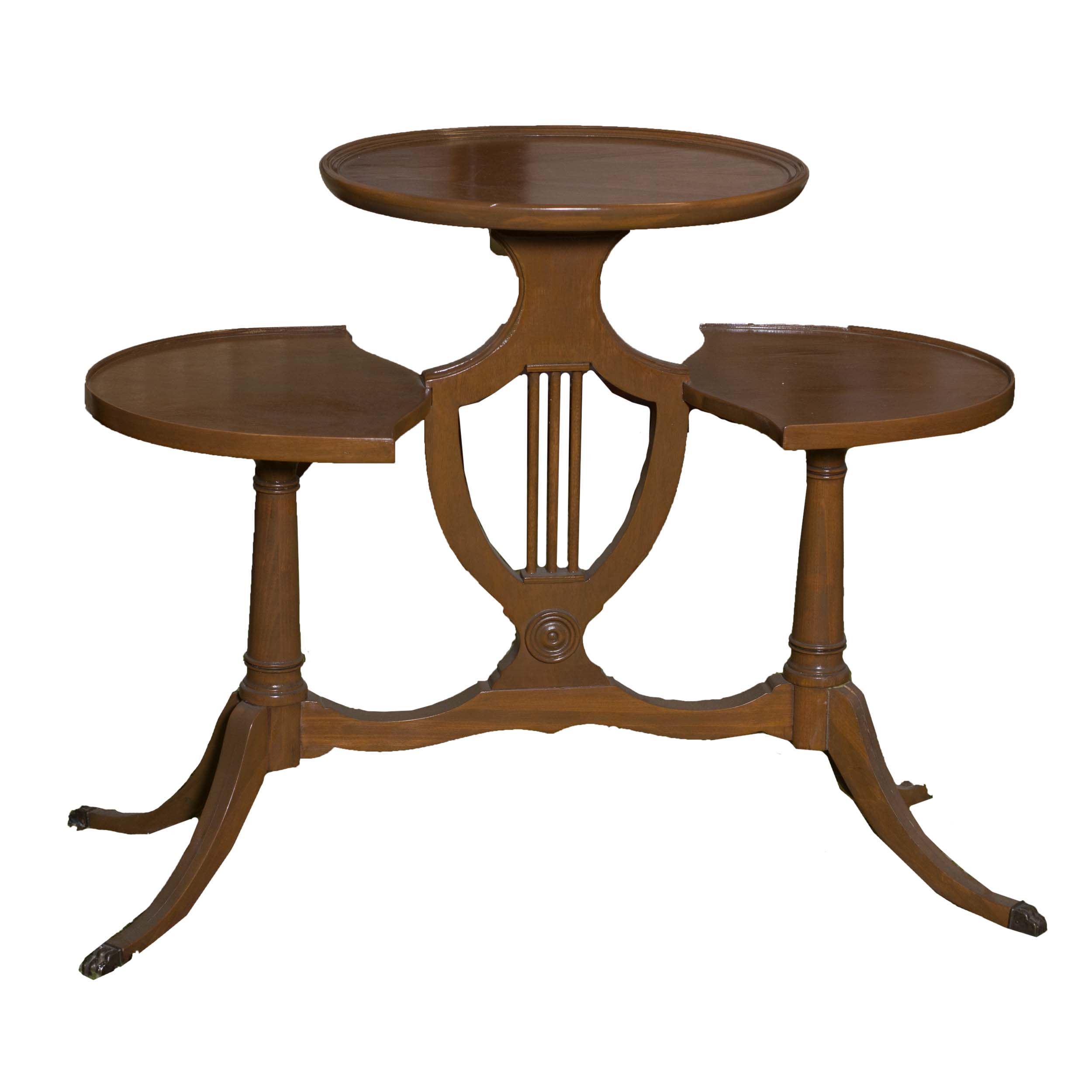Duncan Phyfe Style Three Tier Lyre Harp Table