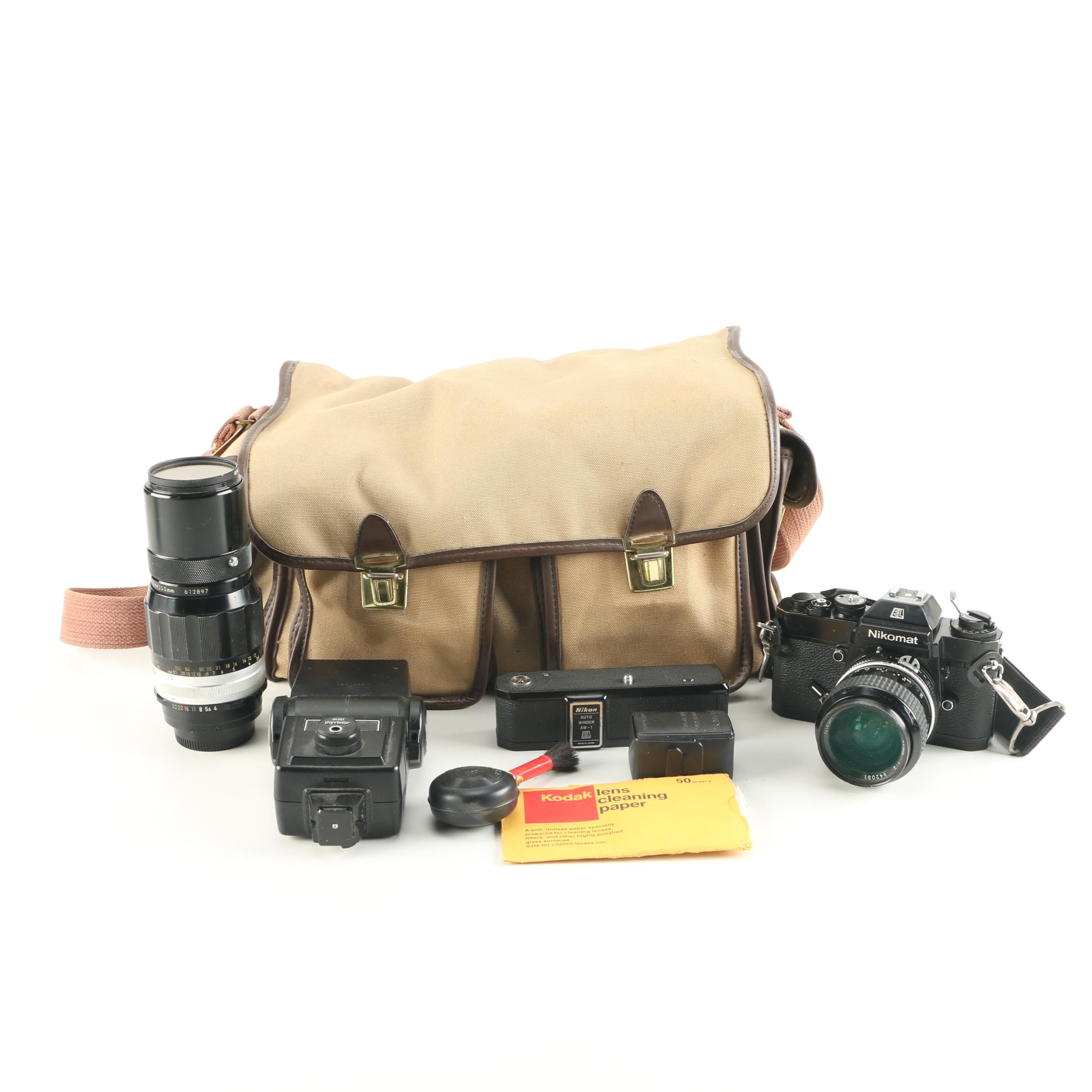 1970s Nikon Nikomat EL Camera with Accessories